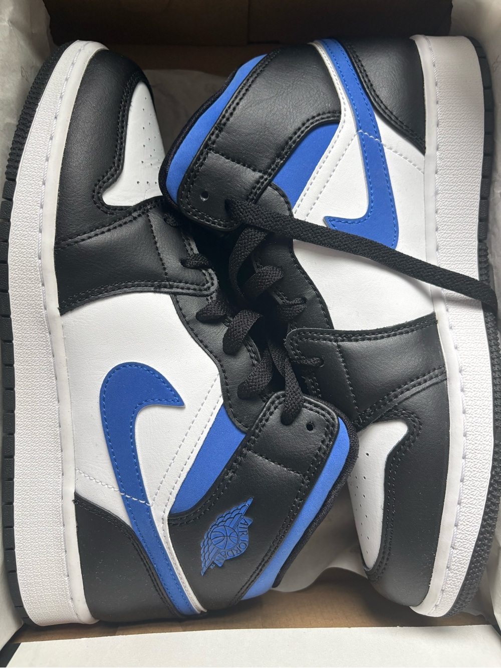 Jordan Kids Black White Blue High-Top Sneakers
